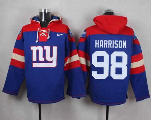 Nike Giants #98 Damon Harrison Royal Blue Player Pullover NFL Hoodie - Click Image to Close